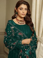 Teal Green Faux Georgette Pakistani Style Suit